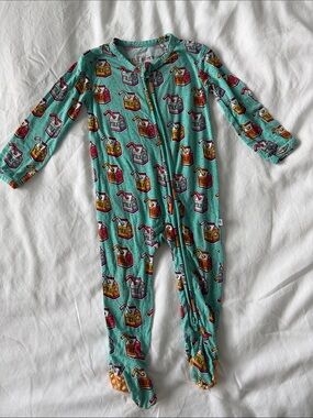 Kids Bamboo Mint Green Milk Carton Footed One-Piece Pajamas